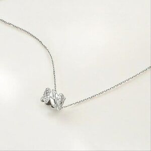 Silver Sparkle Leaf Pendant Necklace - Olivia
